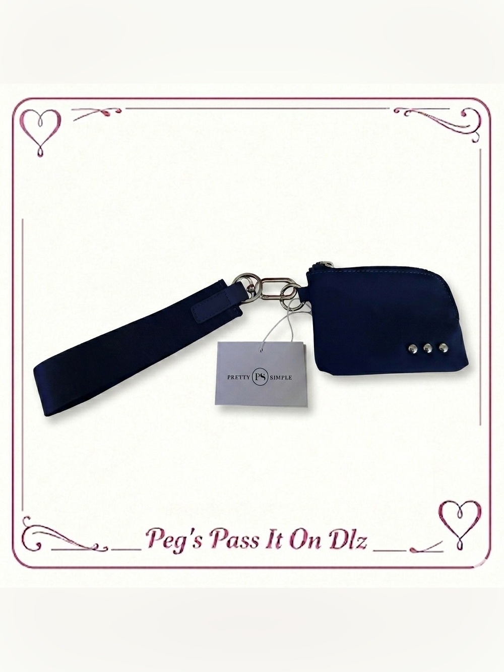 Pretty Simple NYA Nylon Clippable Card Wallet Navy Blue w/ Silver Hardware